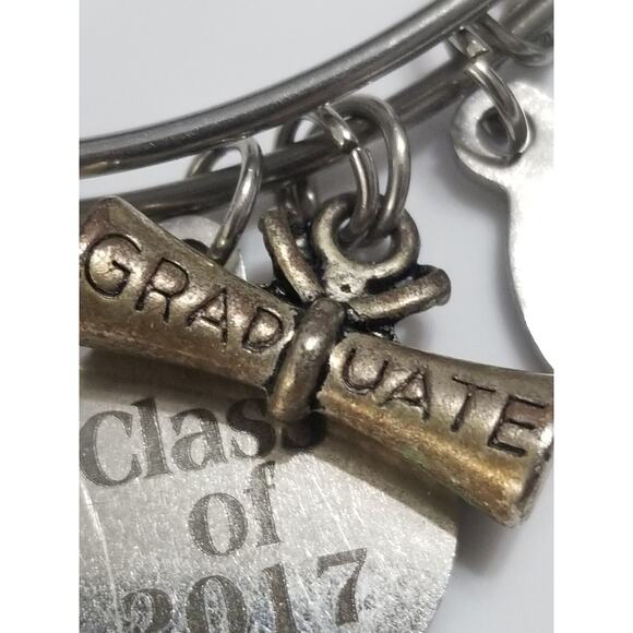 FOUR bracelets 2 1/2 " 1-Alex & Ani with J/ 1-grad bracelet/1- daughter/1-soccer - Picture 12 of 16